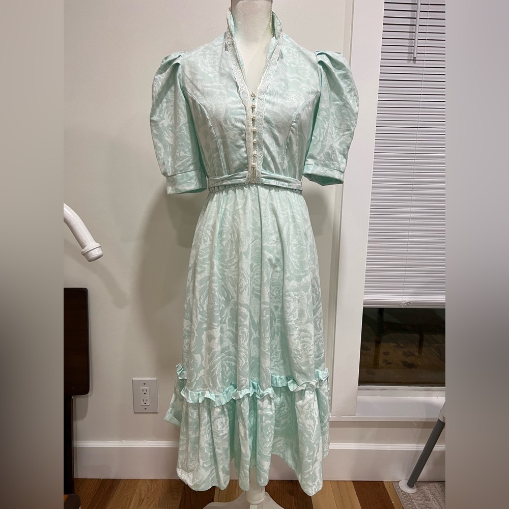 Vtg Pea Patch NY Prairie Dress Mint Green